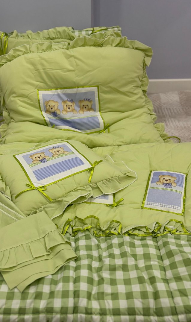 Yeşil Bebek Uyku Seti Ayıcık Desenli - Görsel 2