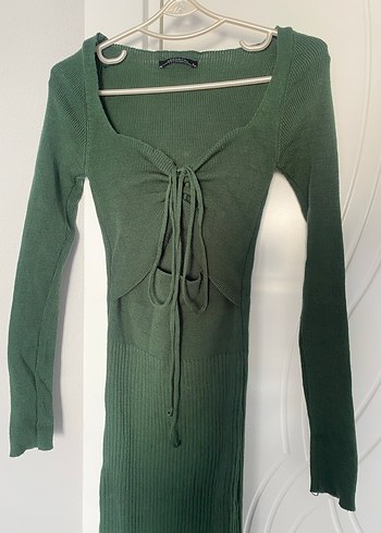 Trendyol Uzun Kollu Yeşil Triko Elbise - Görsel 5