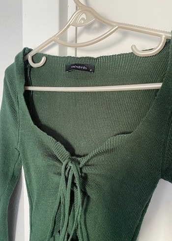 Trendyol Uzun Kollu Yeşil Triko Elbise - Görsel 9