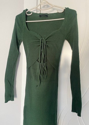 Trendyol Uzun Kollu Yeşil Triko Elbise - Görsel 2