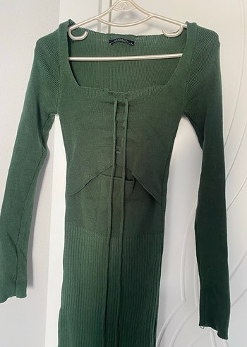 Trendyol Uzun Kollu Yeşil Triko Elbise - Görsel 4