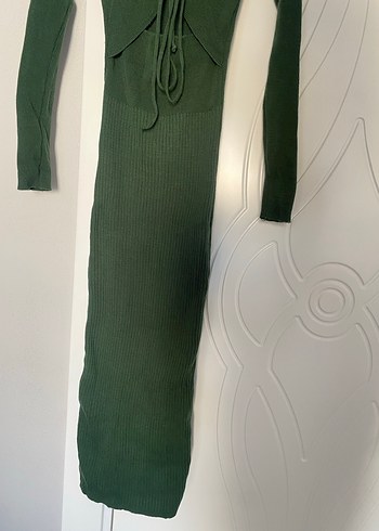 Trendyol Uzun Kollu Yeşil Triko Elbise - Görsel 3