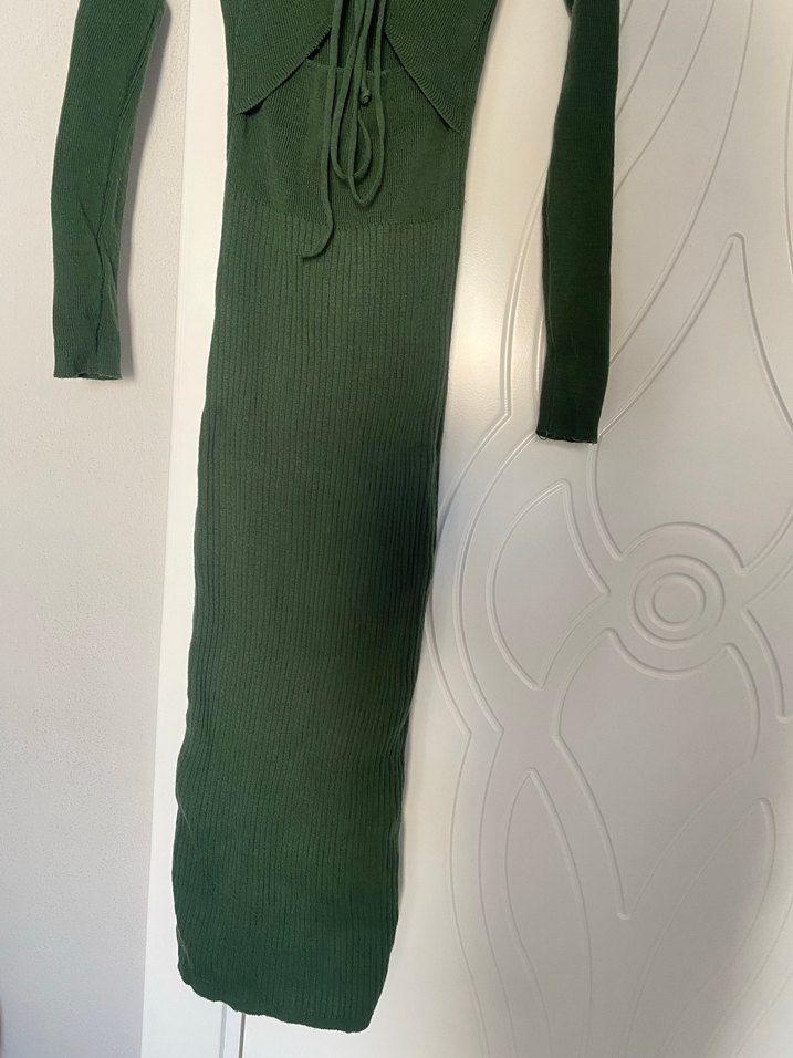 Trendyol Uzun Kollu Yeşil Triko Elbise - Görsel 3
