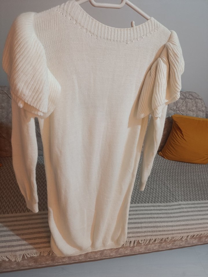 Kadın Beyaz Midi Triko Elbise - Görsel 4