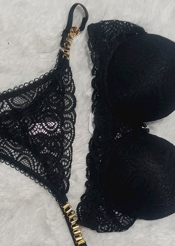 Siyah Nakışlı Mini Gotik Sütyen takım - Görsel 2