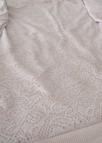 xl Beden Pudra renk Dantel Detaylı Uzun Kollu Kadın Bluz