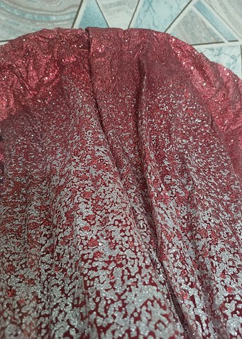 Bordo Parlak V Yaka Uzun Abiye Elbise - Görsel 5