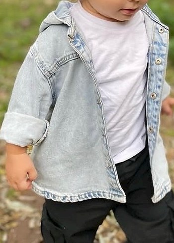 Zara Erkek bebek Mavi Kapüşonlu Denim Ceket