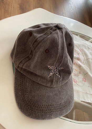 Beden Gri Denim Yıldız Desenli Kadın Şapka