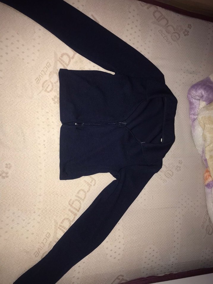 Kadın Lacivert Fermuarlı Crop - Görsel 2