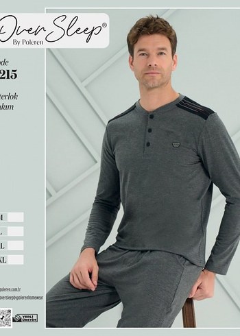 Erkek Mavi Düğmeli Uzun Kollu Pijama Üstü - Görsel 5