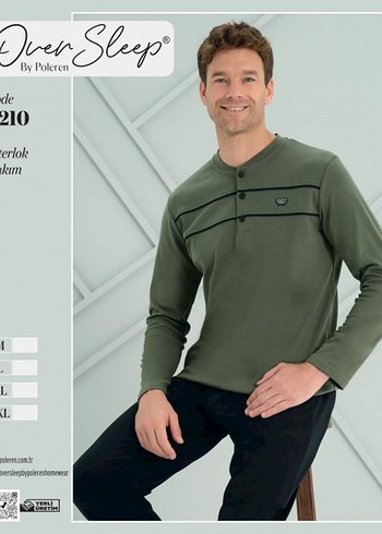 Erkek Mavi Düğmeli Uzun Kollu Pijama Üstü - Görsel 6