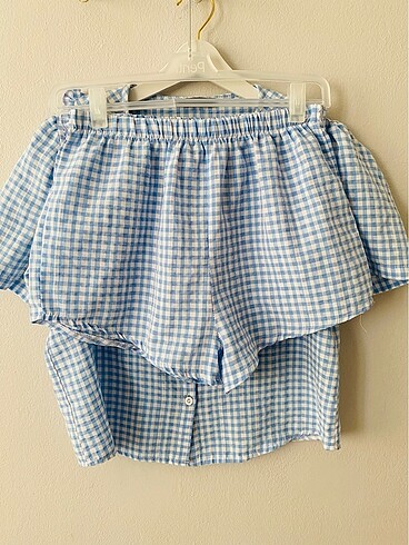 34 Beden mavi Renk Vintage pijama takımı