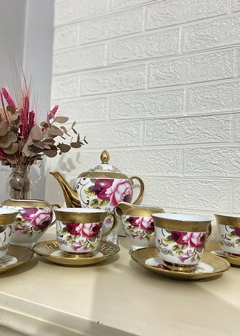 Porselen Çiçek Desenli Çay Takımı - Görsel 5