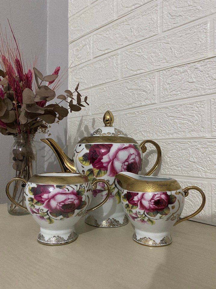 Porselen Çiçek Desenli Çay Takımı - Görsel 2