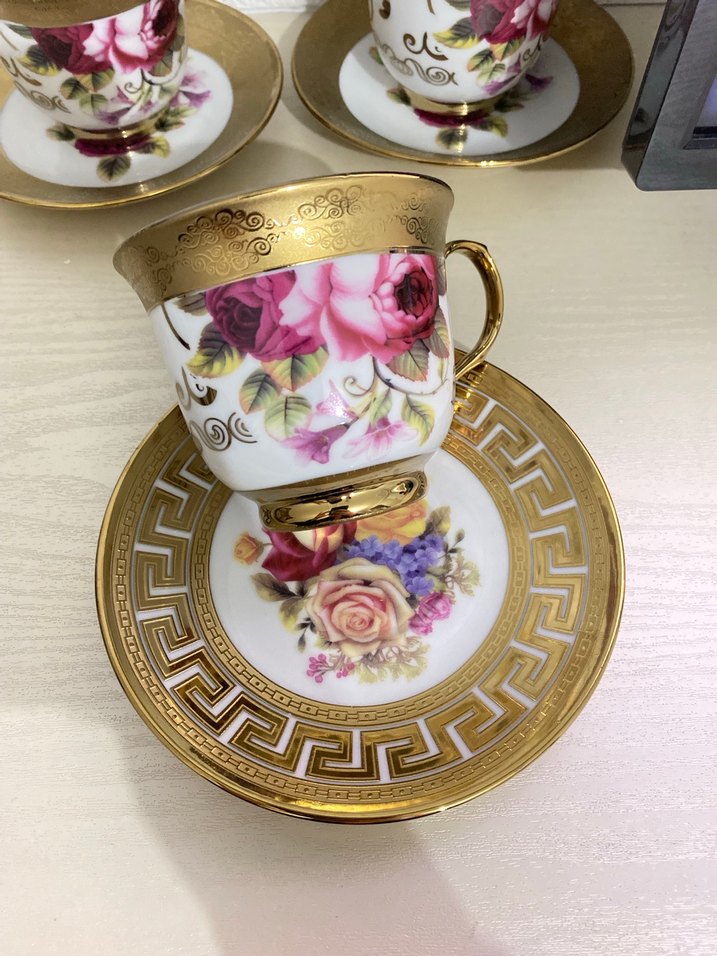 Porselen Çiçek Desenli Çay Takımı - Görsel 4