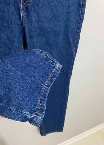 Addax Kadın Mavi Düğmeli Bol Kesim Jean - Görsel 5