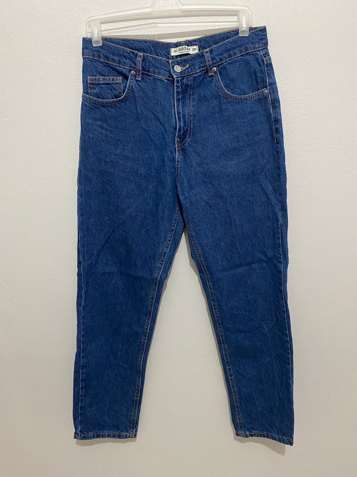 Addax Kadın Mavi Düğmeli Bol Kesim Jean - Görsel 2