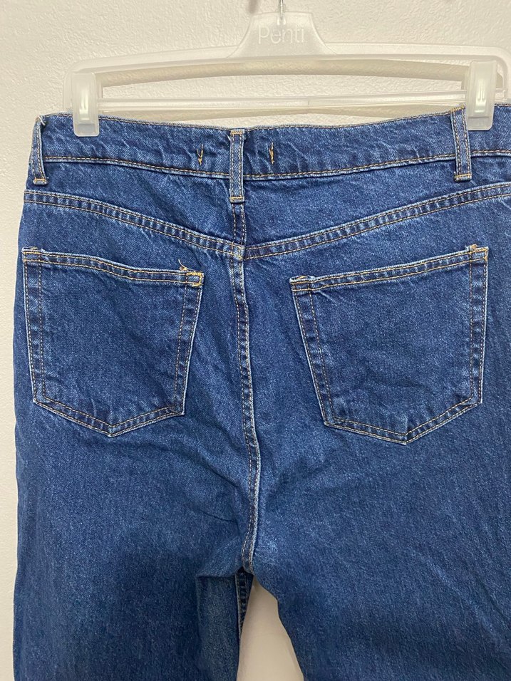 Addax Kadın Mavi Düğmeli Bol Kesim Jean - Görsel 3