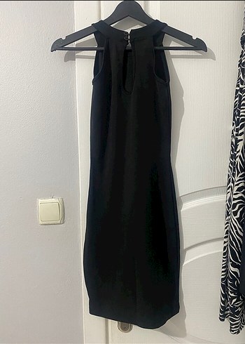 Siyah Yüksek Yakalı Mini Siyah Elbise - Görsel 2