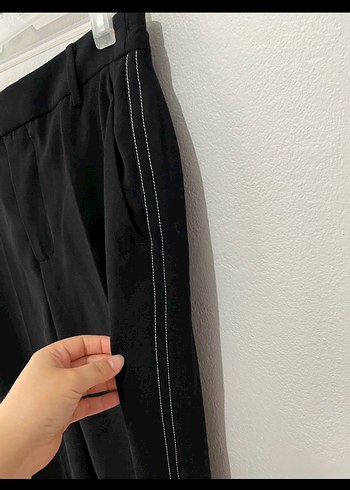 Siyah Midi Kadın Kumaş Pantolon - Görsel 3