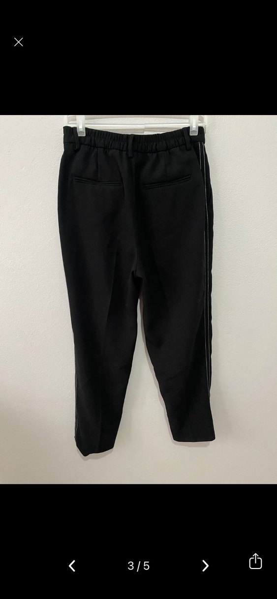 Siyah Midi Kadın Kumaş Pantolon - Görsel 2