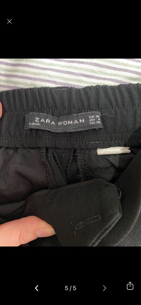 Siyah Midi Kadın Kumaş Pantolon - Görsel 4