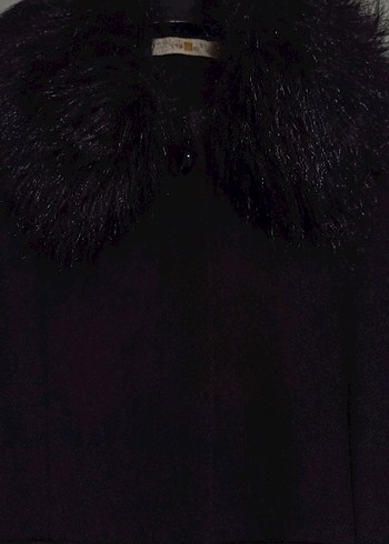 Kürk Yaka Siyah Kaban - Görsel 8