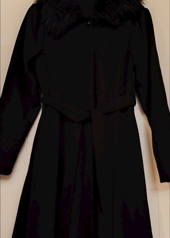 Kürk Yaka Siyah Kaban - Görsel 7