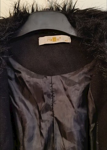 Kürk Yaka Siyah Kaban - Görsel 5