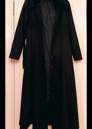 Kürk Yaka Siyah Kaban - Görsel 6