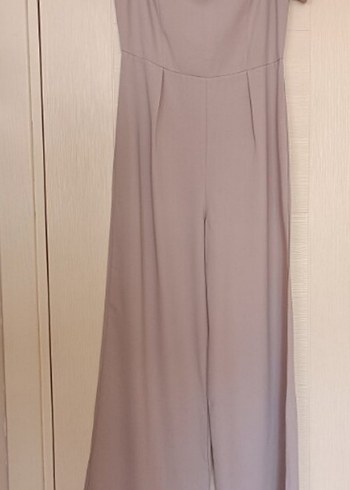 Bej kadın uzun tulum - Görsel 6