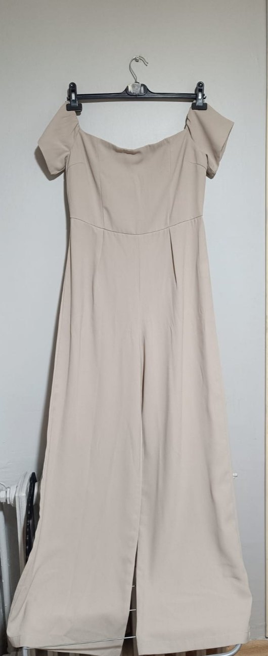 Bej kadın uzun tulum - Görsel 2