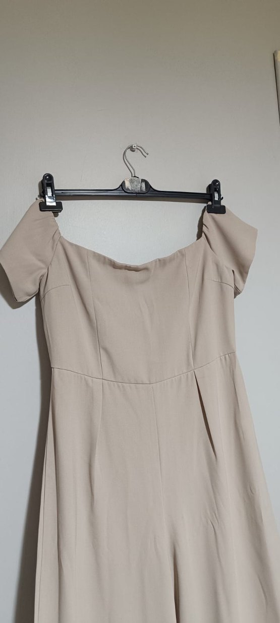 Bej kadın uzun tulum - Görsel 3