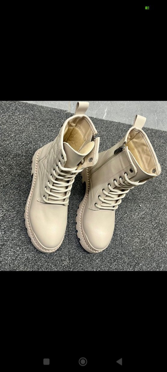 Krem   suni deri Bağcıklı Kadın Botu - Görsel 3