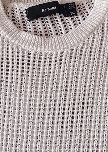Bershka kadın beyaz Salaş Örgü Kazak - Görsel 3