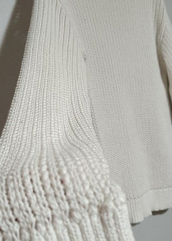 Bershka kadın beyaz Salaş Örgü Kazak - Görsel 2