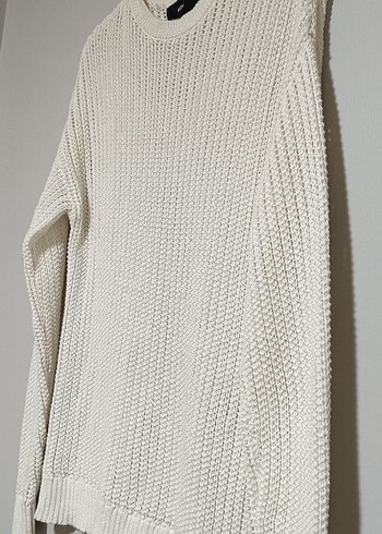 Bershka kadın beyaz Salaş Örgü Kazak - Görsel 6