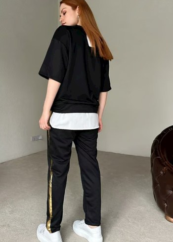 Yeni etiketli Kadın Altın Şeritli Bol Kesim Spor eşofman altı - Görsel 8