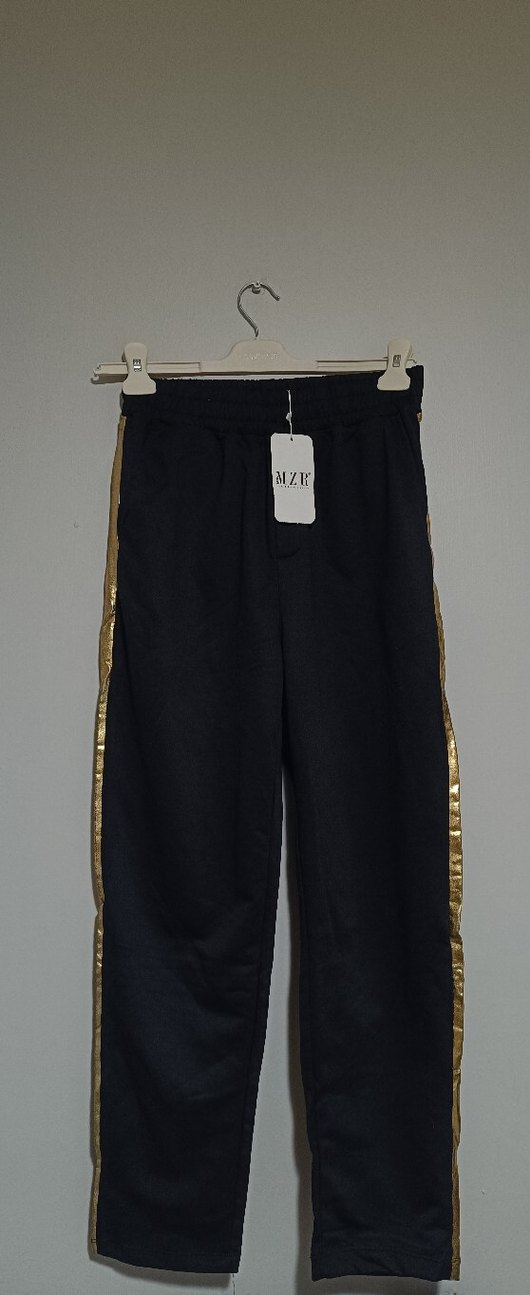 Yeni etiketli Kadın Altın Şeritli Bol Kesim Spor eşofman altı - Görsel 2