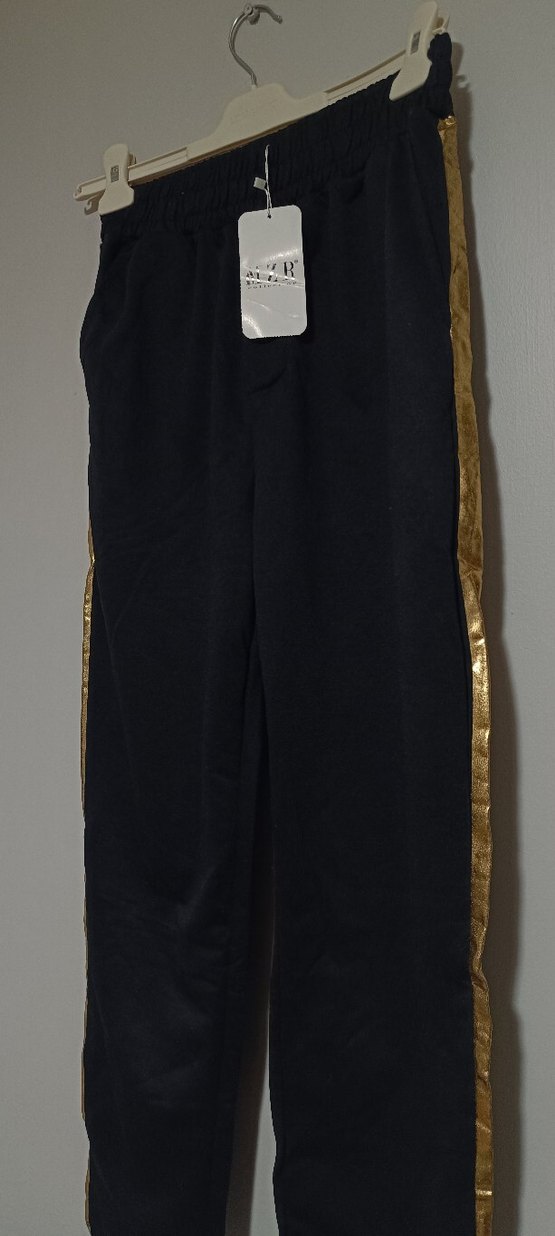 Yeni etiketli Kadın Altın Şeritli Bol Kesim Spor eşofman altı - Görsel 4