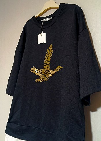 Altın Baskılı Kısa Kollu Kadın Sweatshirt - Görsel 4