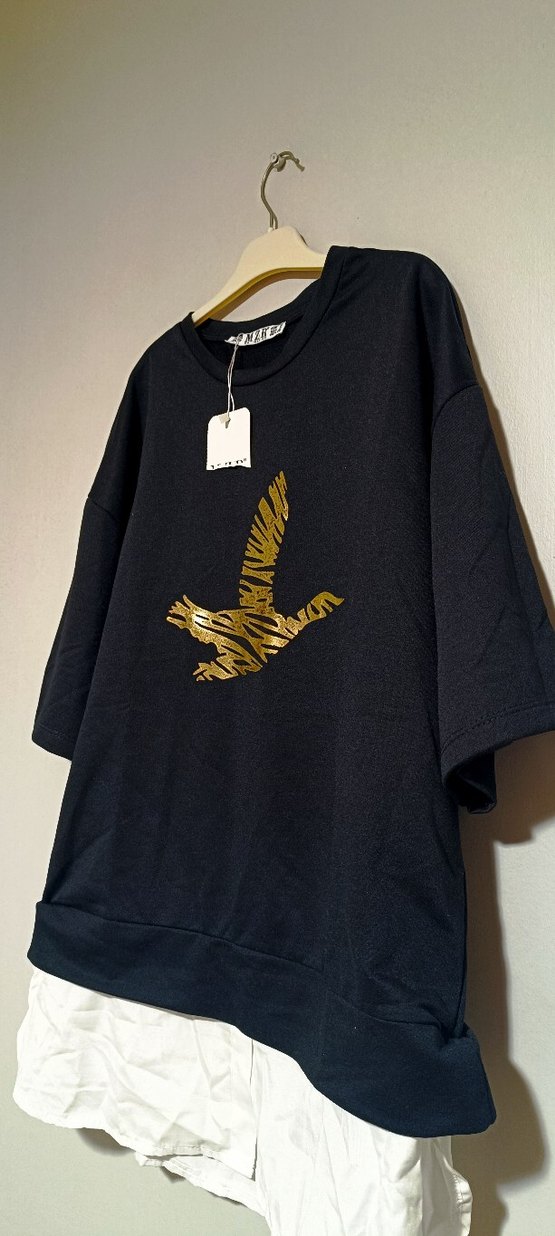 Altın Baskılı Kısa Kollu Kadın Sweatshirt - Görsel 4