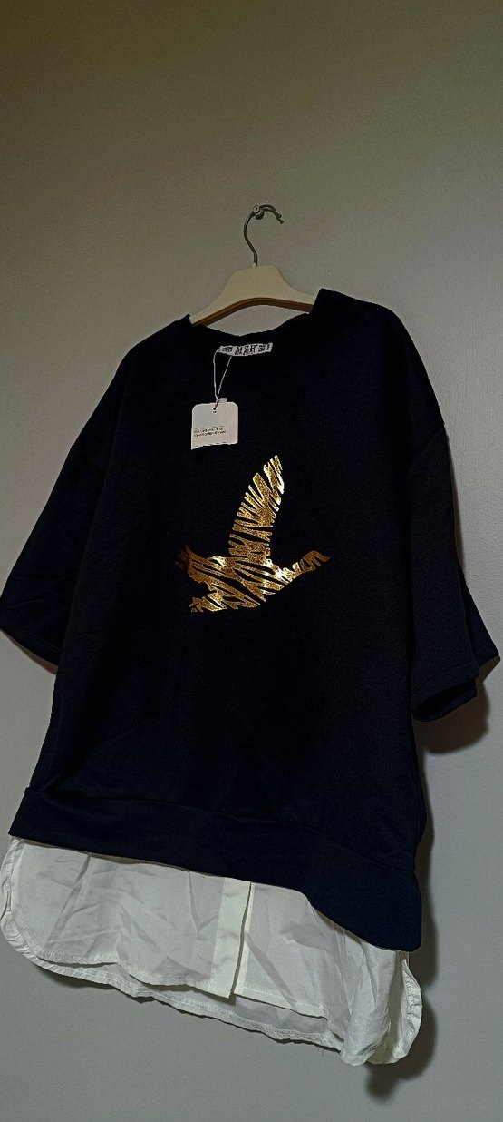 Altın Baskılı Kısa Kollu Kadın Sweatshirt - Görsel 2