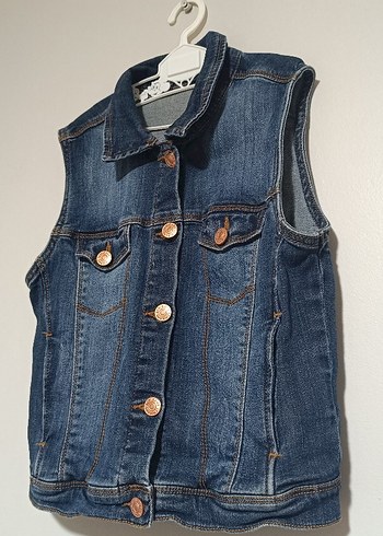 LCW Düğmeli Kolsuz Lacivert Denim yelek - Görsel 2