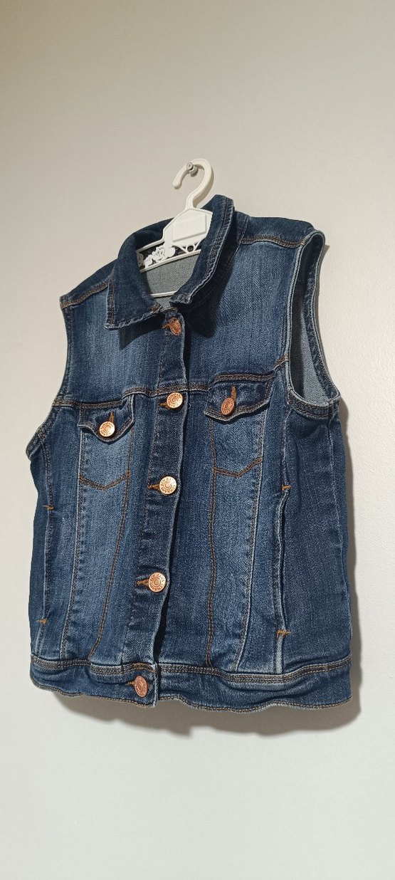 LCW Düğmeli Kolsuz Lacivert Denim yelek - Görsel 2