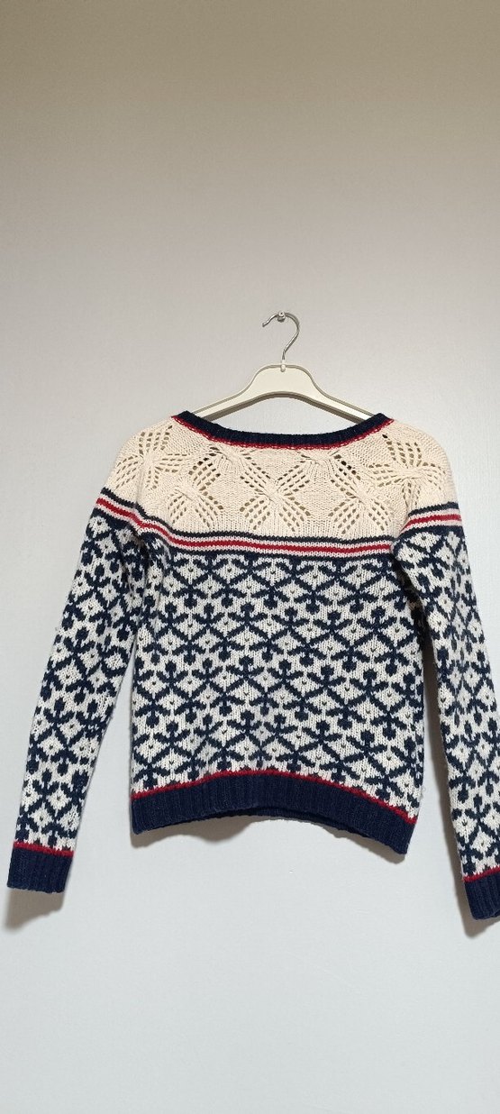 Mavi nakışlı Bohem Kadın Triko Kazak - Görsel 5