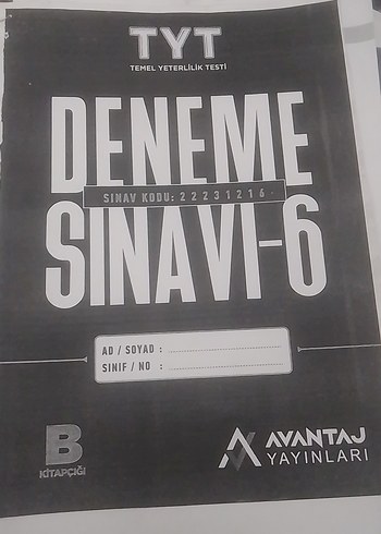TYT Deneme Sınavı - Avantaj Yayınları