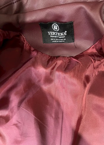 Bordo Deri Kadın Ceket - Görsel 2