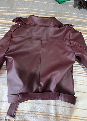 Bordo Deri Kadın Ceket - Görsel 4
